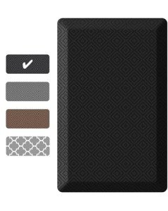 Ophanie Anti Fatigue Cushioned Mat, 9/10 inch Thick, Kitchen mats for Floor, Kitchen Rugs, Waterproof,Comfort Ergonomic Standing Mat for Office, Home, Sink, 20x32 Black Non-Slip Ridged Bottom