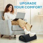 Premium Under Desk Footrest - Ergonomic Foot Rest for Work, Home & Office Use - Adjustable Height Memory Foam Foot Stool for Gaming Chair - Comfortable & Perfect for Back Pain Relief and Leg Support
