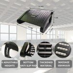 Jakarl Ergonomic Office Foot Rest - 6 Heights Adjustable Under Desk Footrest with Massage Roller - Portable Foot Stool for Work, Home, Travel - Non-Toxic Materials