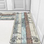 HEBE Anti Fatigue Kitchen Mat Set of 2 Non Slip Cushioned Kitchen Mats for Floor Waterproof Farmhouse Kitchen Rugs and Mats Set Comfort Standing Desk Mat Carpet for Sink,Office,Laundry