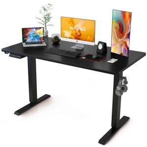 Win Up Time Standing Desk Adjustable Height- Whole Piece Desktop Stand Up Desk, Electric Standing Desk, Sit to Stand Desk for Home & Office Computer Desk