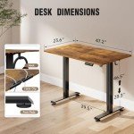 Veken 48 Inch Electric Standing Desk, Height Adjustable Sit Stand Up, Wood Desktop, Work Home Office Computer PC Table, Tall Standup Workstation, Gaming Writing Study Bedroom Rising Desks, Brown