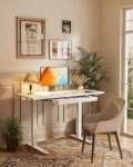 ErGear Standing Desk with Drawer, 44 x 24 inch Electric Height Adjustable Desk with 4 Preset Heights & 2 Storage Hooks, Sit Stand Desk Computer Desk with Drawer for Home & Office, White EGESD79W