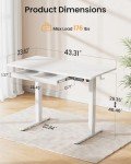 ErGear Standing Desk with Drawer, 44 x 24 inch Electric Height Adjustable Desk with 4 Preset Heights & 2 Storage Hooks, Sit Stand Desk Computer Desk with Drawer for Home & Office, White EGESD79W