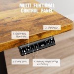 Veken 48 Inch Electric Standing Desk, Height Adjustable Sit Stand Up, Wood Desktop, Work Home Office Computer PC Table, Tall Standup Workstation, Gaming Writing Study Bedroom Rising Desks, Brown