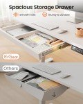 ErGear Standing Desk with Drawer, 44 x 24 inch Electric Height Adjustable Desk with 4 Preset Heights & 2 Storage Hooks, Sit Stand Desk Computer Desk with Drawer for Home & Office, White EGESD79W
