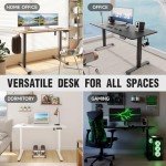 Veken 48 Inch Electric Standing Desk, Height Adjustable Sit Stand Up, Wood Desktop, Work Home Office Computer PC Table, Tall Standup Workstation, Gaming Writing Study Bedroom Rising Desks, Brown