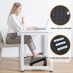 Foot Rest, Adjustable Height Foot Rest for Under Desk at Work, Ergonomic Foot Stool Under Desk for office, Under Desk Footrest with Large Roller Massage, Comfortable Desk Foot Rest for Pressure Relief