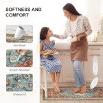 Collive Boho Kitchen Mat 2PCS Cushioned Kitchen Mats for Floor, Anti-Fatigue Mat Waterproof Kitchen Rug Set of 2 Non-Skid Comfort Standing Mat for Kitchen, Office, Sink, Laundry, 17"x30"+17"x47"