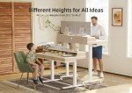 Claiks Standing Desk with Drawers, Electric Adjustable Standing Desk Adjustable Height, Sit Stand Up Desk with Storage Shelves & Wheels, 55 Inch White