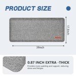 Ergohead Ergonomic Anti-Fatigue Kitchen Mat | 7/8" Thick, Non-Slip, Waterproof | 17.3" x 39" Light Gray