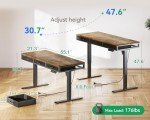 AODK Electric Standing Desk with Drawers, 55 Inch Height Adjustable Desk with Power Outlets, Sit Stand Table, Writing Computer Desk for Home, Office, Workstation, Rustic Brown
