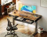 AODK Electric Standing Desk with Drawers, 55 Inch Height Adjustable Desk with Power Outlets, Sit Stand Table, Writing Computer Desk for Home, Office, Workstation, Rustic Brown