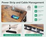 AODK Electric Standing Desk with Drawers, 55 Inch Height Adjustable Desk with Power Outlets, Sit Stand Table, Writing Computer Desk for Home, Office, Workstation, Rustic Brown