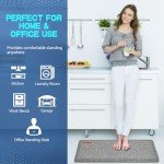 Ergohead Ergonomic Anti-Fatigue Kitchen Mat | 7/8" Thick, Non-Slip, Waterproof | 17.3" x 39" Light Gray