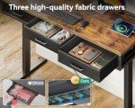 AODK Electric Standing Desk with Drawers, 55 Inch Height Adjustable Desk with Power Outlets, Sit Stand Table, Writing Computer Desk for Home, Office, Workstation, Rustic Brown