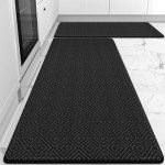 Mattitude Kitchen Mat 2PCS Kitchen Rugs Cushioned Anti-Fatigue Rug Waterproof Standing Desk Mat Kitchen Mats for Floor Kitchen Rug Set for Kitchen, Sink, Office 17.3"×30"+17.3"×47" Black