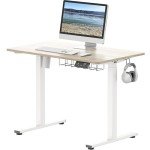 SHW Memory Preset Electric Height Adjustable Standing Desk, 40 x 24 Inches, Maple