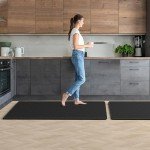 Mattitude Kitchen Mat 2PCS Kitchen Rugs Cushioned Anti-Fatigue Rug Waterproof Standing Desk Mat Kitchen Mats for Floor Kitchen Rug Set for Kitchen, Sink, Office 17.3"×30"+17.3"×47" Black