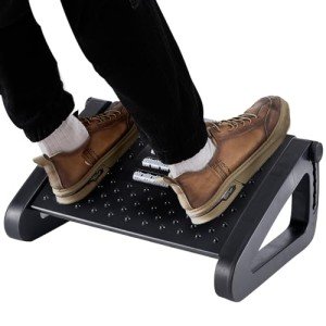 CasaZenith Adjustable Ergonomic Foot Rest | 6-Height Under Desk Footrest with Massage Roller