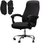 Melaluxe Universal Stretch Office Chair Cover (Large) - Black Desk Chair Slipcover with Armrest Covers