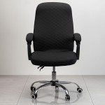 Melaluxe Universal Stretch Office Chair Cover (Large) - Black Desk Chair Slipcover with Armrest Covers