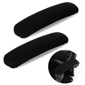 TIESOME Office Chair Arm Armrest Covers, 2Pcs Stretchable Polyester Office Chair Protector Covers Relieves Elbow Discomfort (Length-40cm) (Black)