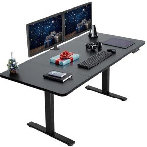 VIVO Electric 60 x 30 inch Standing Desk Workstation, Memory Controller Height Adjustment, 1B Series, Black Top Black Frame, DESK-KIT-1B6B-30