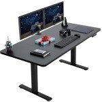 VIVO Electric 60 x 30 inch Standing Desk Workstation, Memory Controller Height Adjustment, 1B Series, Black Top Black Frame, DESK-KIT-1B6B-30