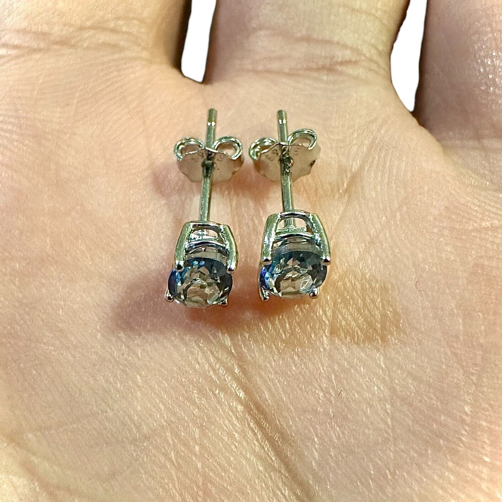 Oval Tanzanite Stud Earrings in Sterling Silver