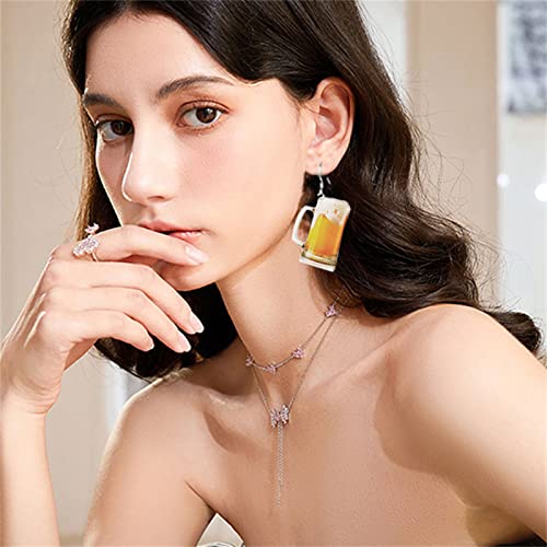 Funny 3D Beer Mug Dangle Earrings for Women