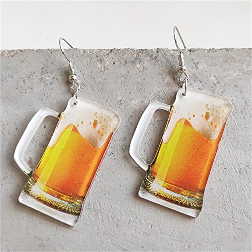 Funny 3D Beer Mug Dangle Earrings for Women