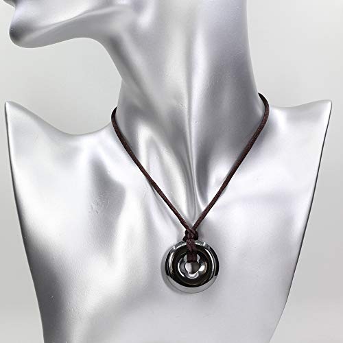 Black Hematite Donut Charm Pendant Necklace 20