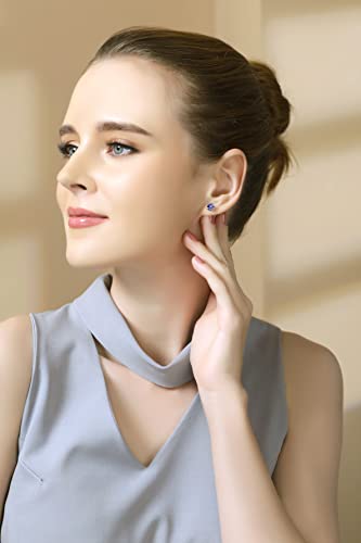 Dainty Sterling Silver Simulated Tanzanite Stud Earrings