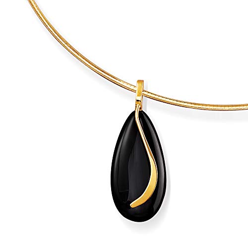 Black Onyx Teardrop Pendant in 14kt Gold
