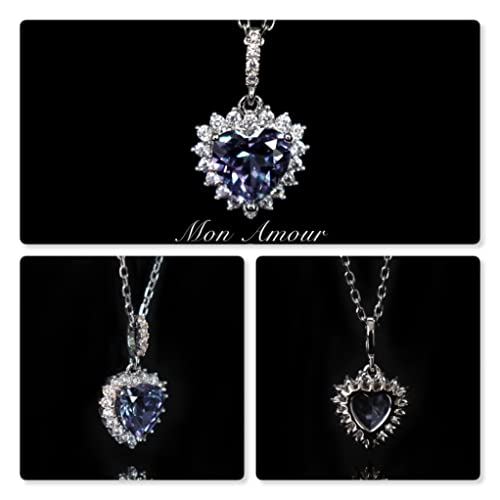 Color Change Alexandrite Heart Pendant Necklace in Silver