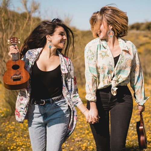 Silver Turquoise Hoop Earrings - Bohemian Style