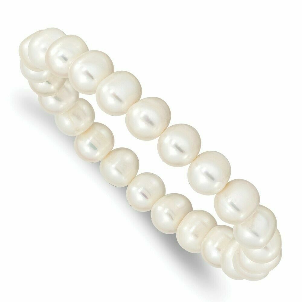 Elegant White Freshwater Pearl Stretch Bracelet for Women