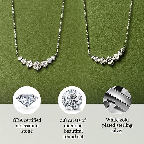 DUNSTEN Moissanite Necklace in White Gold Plated