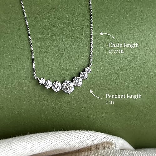 DUNSTEN Moissanite Necklace in White Gold Plated