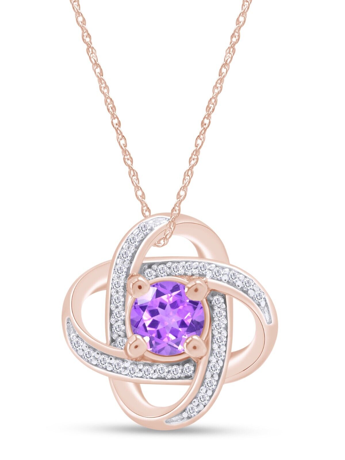 Stunning Interwoven Amethyst Pendant Necklace in Gold