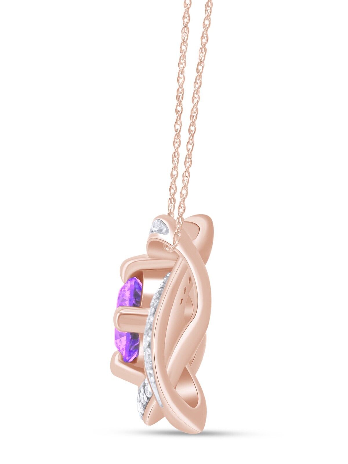 Stunning Interwoven Amethyst Pendant Necklace in Gold