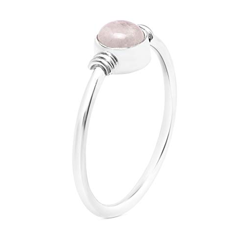 Rose Quartz Round Ring in Sterling Silver Boho