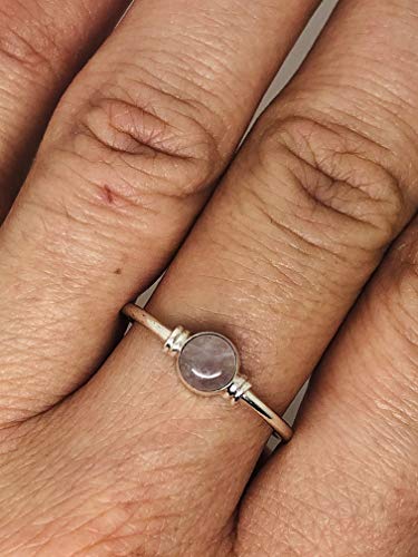 Rose Quartz Round Ring in Sterling Silver Boho