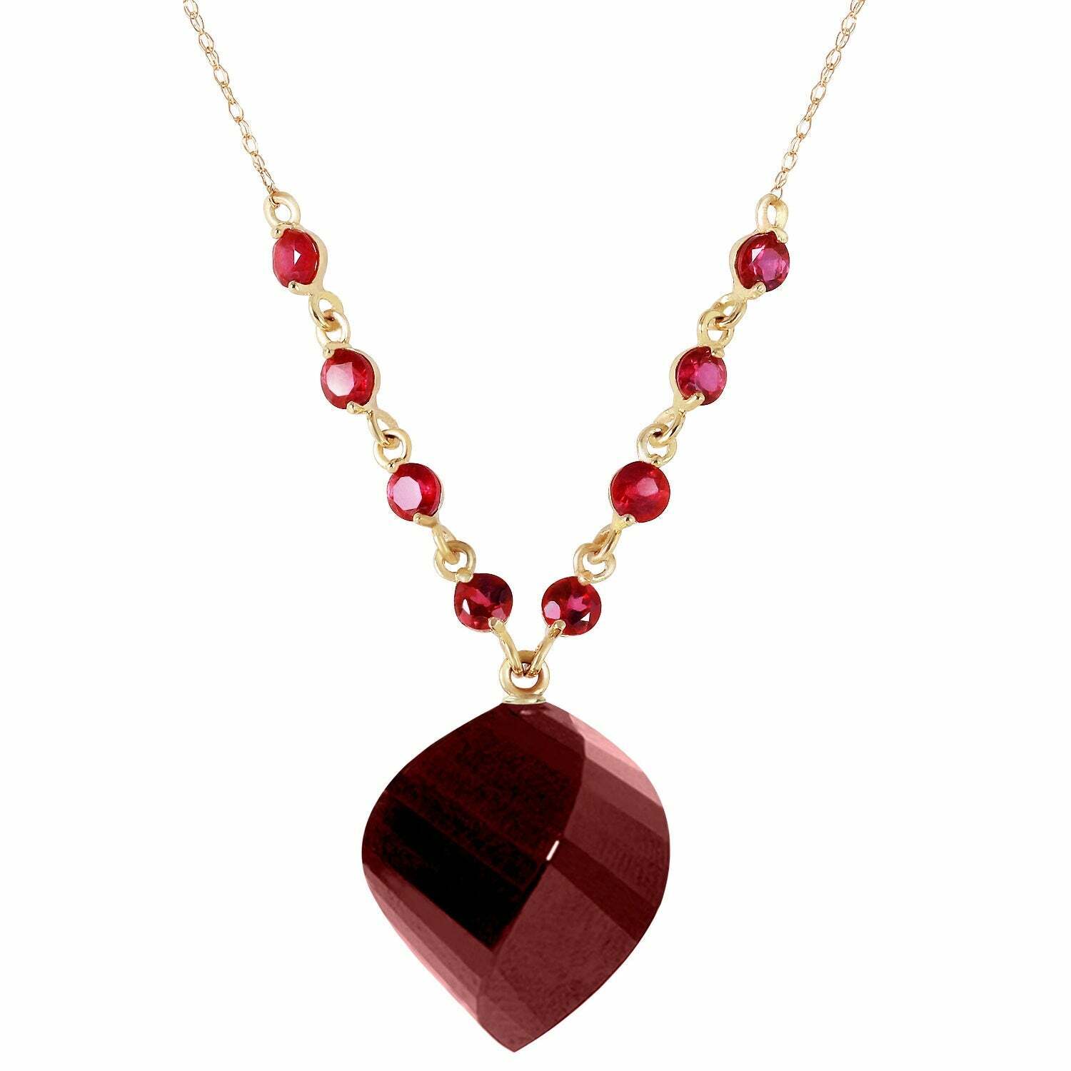 14K Gold Ruby Gemstone Necklace, 16.25 Carat