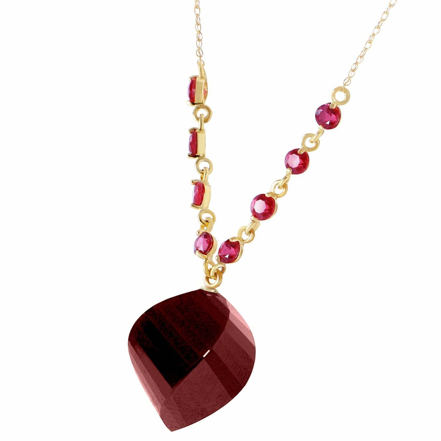 14K Gold Ruby Gemstone Necklace, 16.25 Carat