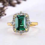 Sterling Silver Emerald & Cubic Zirconia Ring