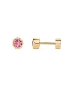 Rose Quartz Flatback Stud Earrings in Gold Plated Silver