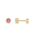 Rose Quartz Flatback Stud Earrings in Gold Plated Silver