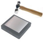 Jeweler's Steel Bench Block with Hammer and Rubber